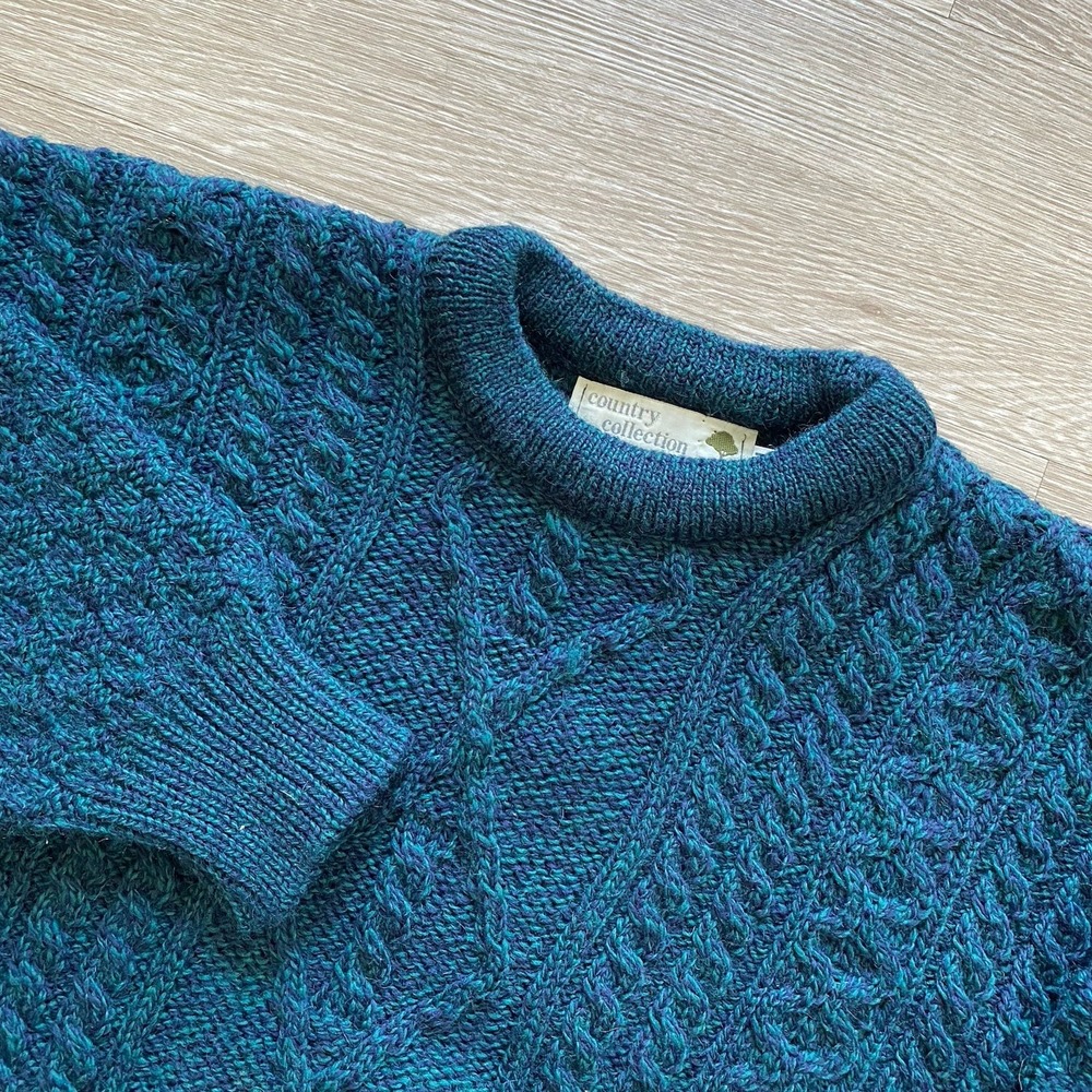 Country Collection Wool Cable Knit Rollneck Fishermen Sweater Men's XXL Ireland